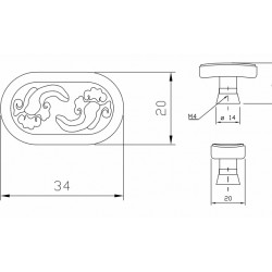 15 knop ovaal 34 x 20 mm