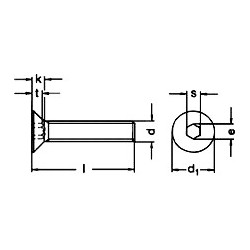 Binnenzeskant 8 x 10 mm rvs verzonken kop per stuk