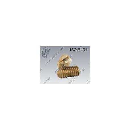Slotted set screw with cone point  M 4× 6-brass   ISO 7434
