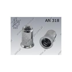 Blind rivet nut grooved CSK head open end  M 4 (1,50-3,00)  zinc plated  AN 318