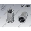 Blind rivet nut grooved CSK head open end  M 4 (1,50-3,00)  zinc plated  AN 318 per 500