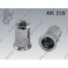 Blind rivet nut grooved CSK head open end  M 4 (1,50-3,00)  zinc plated  AN 318