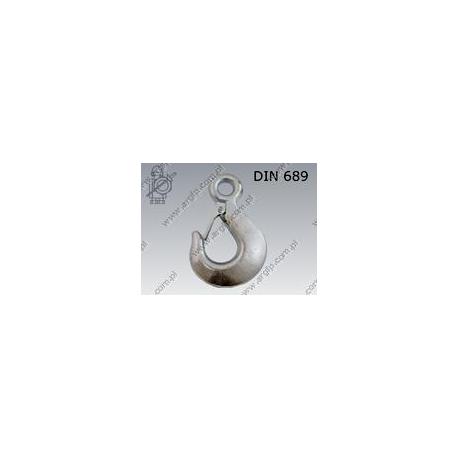 Eye hook with safety latch  0,5t  zinc plated  DIN 689