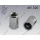 Blind rivet nut grooved reduced head  M 5 (0,50-3,00)  zinc plated  AN 320