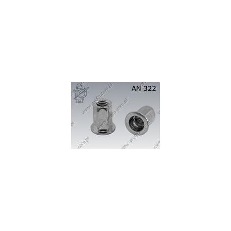 Blind rivet nut large head hexagon  M 8 (0,50-3,00)  zinc plated  AN 322