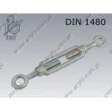 Turnbuckle open type  e-e M16  zinc plated  DIN 1480 per stuk