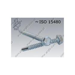 Self drilling screw, hex washer hd, serrated  ST 6,3×25  zinc plated  ~ISO 15480