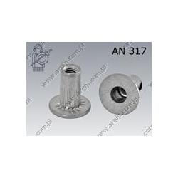 Blind rivet nut grooved extra large head  M 6 (1,80-4,50)  zinc plated  AN 317