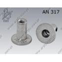 Blind rivet nut grooved extra large head  M 6 (1,80-4,50)  zinc plated  AN 317 per 200