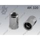 Blind rivet nut grooved reduced head  M 4 (0,50-2,00)  zinc plated  AN 320