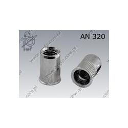 Blind rivet nut grooved reduced head  M10 (0,70-3,50)  zinc plated  AN 320