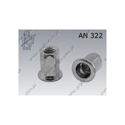Blind rivet nut large head hexagon  M 6 (0,50-3,00)  zinc plated  AN 322