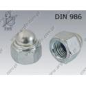Dome cap nut with non metalic insert  M 5-8 zinc plated  DIN 986