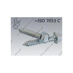 Self tapping screw hex hd with serration  ST 6,3×32  zinc plated  ~ISO 7053