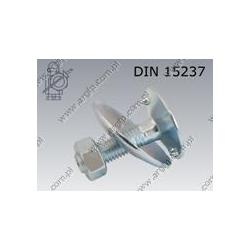 Elevator bolt with nut and washer  M 6×30  zinc plated  DIN 15237