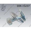 Elevator bolt with nut and washer  M 6×30  zinc plated  DIN 15237