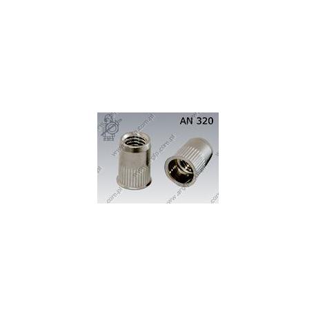 Blind rivet nut grooved reduced head  M 8 (0,50-3,00)-A2   AN 320