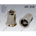 Blind rivet nut grooved CSK head open end  M 6 (1,50-4,00)-A2   AN 318 per 250