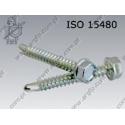 Self drilling screw, hex washer hd, serrated  ST 3,5×25  zinc plated  ~ISO 15480