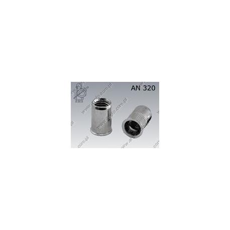 Blind rivet nut grooved reduced head  M 3 (0,50-1,50)  zinc plated  AN 320
