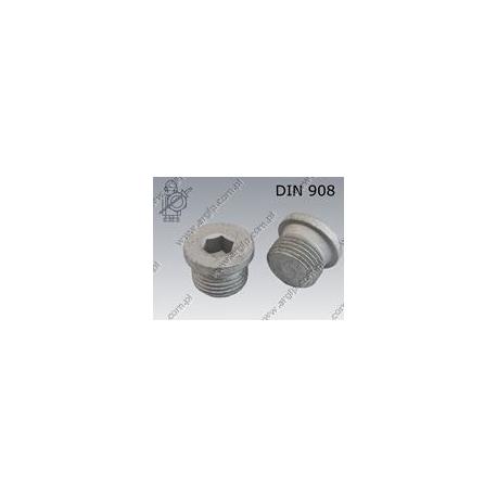 Hex socket plug  with collar G 1/2  fl Zn  DIN 908