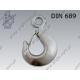 Eye hook with safety latch  1t  zinc plated  DIN 689