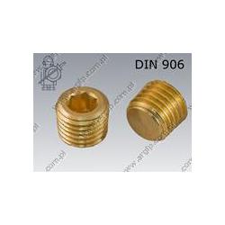 Hex socket plug  conical thread R 1/8-brass   DIN 906