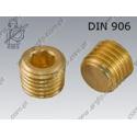 Hex socket plug  conical thread R 3/8-brass   DIN 906