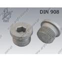 Hex socket plug  with collar G 3/8  fl Zn  DIN 908