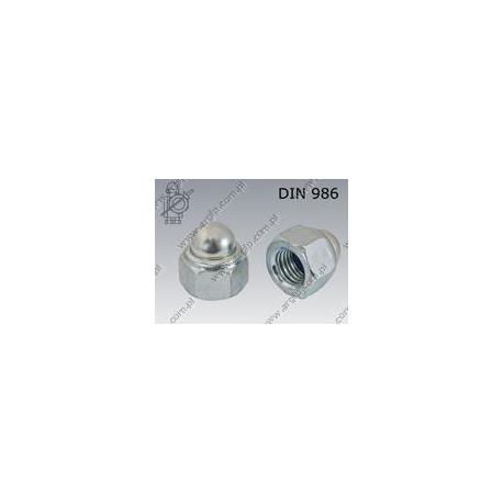 Dome cap nut with non metalic insert  M12-8 zinc plated  DIN 986