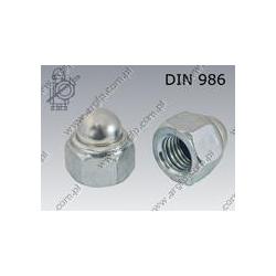 Dome cap nut with non metalic insert  M16-8 zinc plated  DIN 986