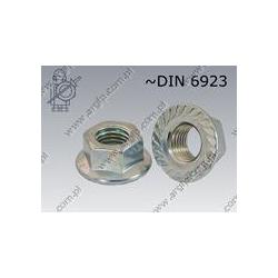 Hexagon flange nut  serr. M 5-8 zinc plated  ~DIN 6923