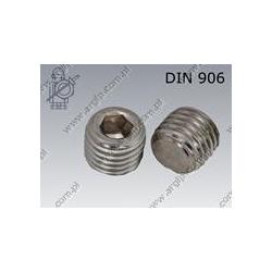 Hex socket plug  conical thread R 3/8-A4   DIN 906