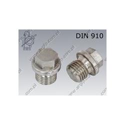 Hex head plug  with collar M10×1-A4   DIN 910