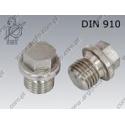 Hex head plug  with collar M12×1,5-A4   DIN 910