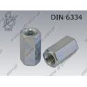 Hexagon connection nuts, 3d  M20×60-10 zinc plated  DIN 6334