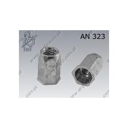 Blind rivet nut reduced head hexagon  M 4 (0,50-2,50)  zinc plated  AN 323