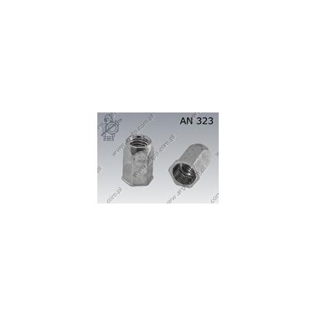 Blind rivet nut reduced head hexagon  M 4 (0,50-2,50)  zinc plated  AN 323