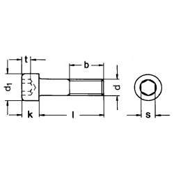 08 Binnenzeskantbout  14 x 55 mm rvs A2 ck  per stuk